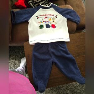 My First Christmas Baby Outfit - Navy and White